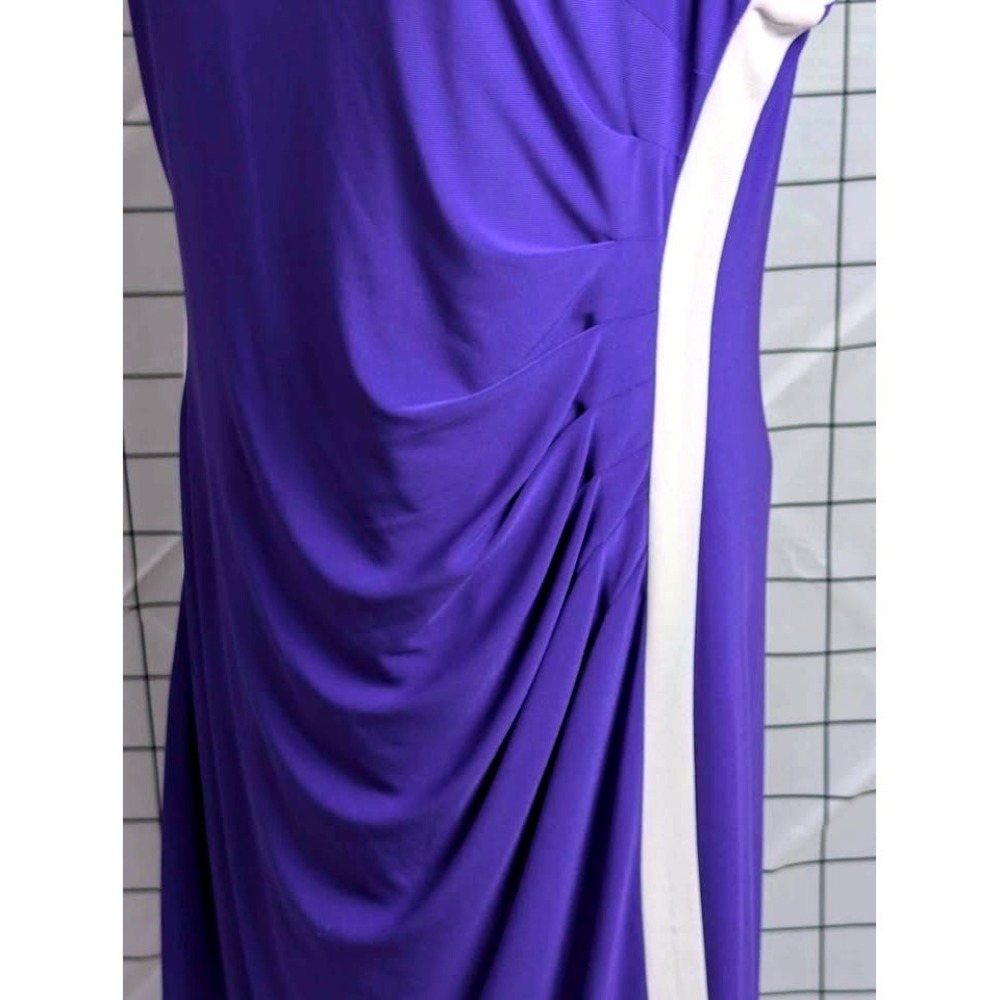 Chaps~Purple/White Color Block /Sleeveless/Crew Neck/Ruching Waist~Size Large - Picture 8 of 10